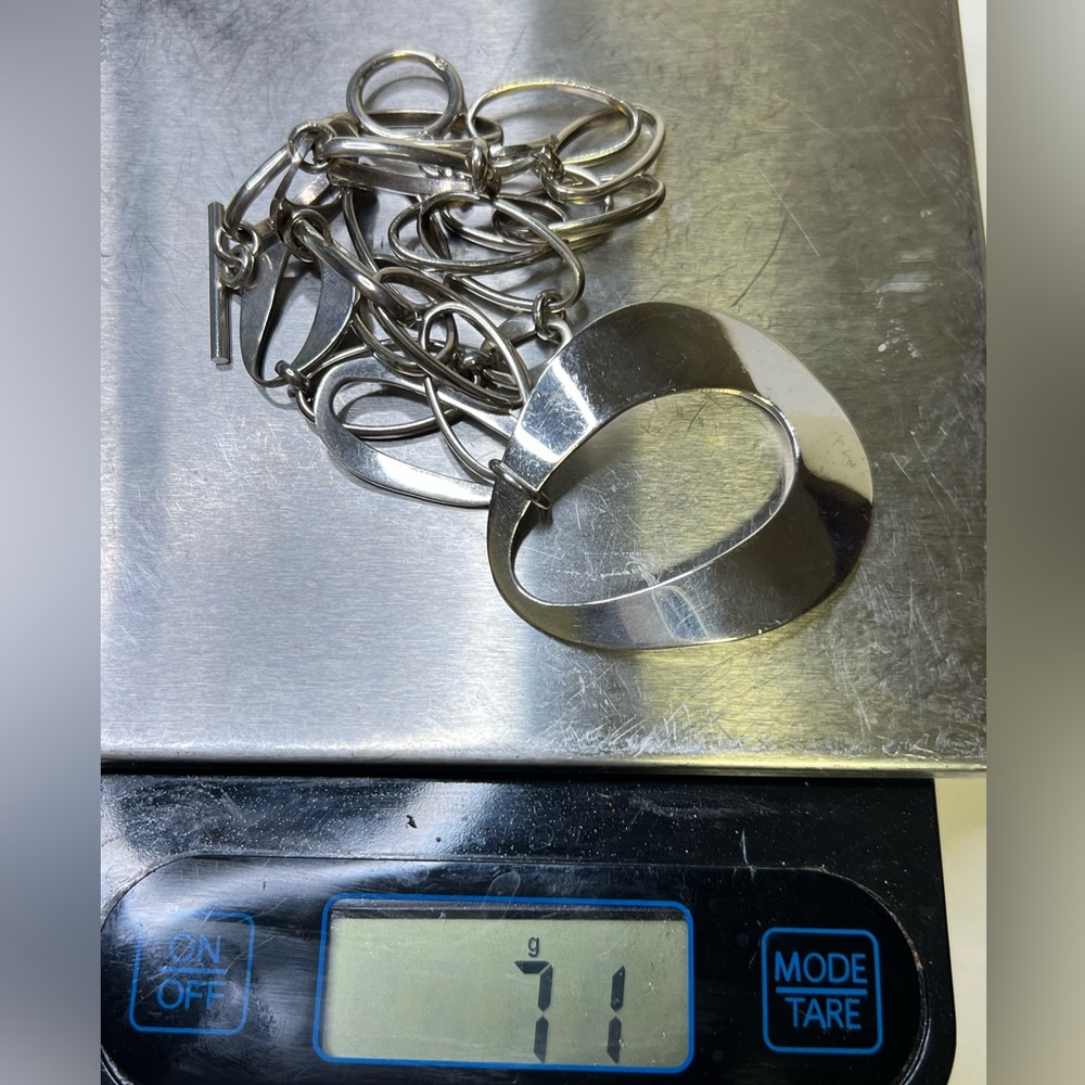 925 Sterling Silver Link Necklace about 11.5-12” long - Picture 9 of 9